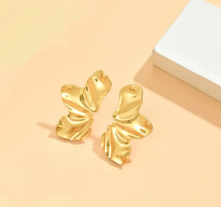 Aretes Flor Media - Acero Inoxidable