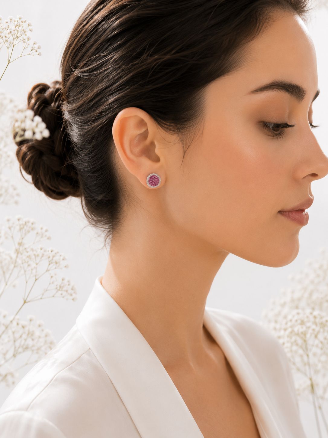 Aretes Rubi Rosa - Gold Filled