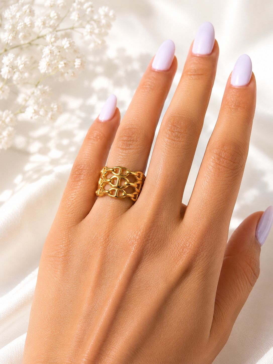 Anillo Trenza Dorada - Acero Inoxidable