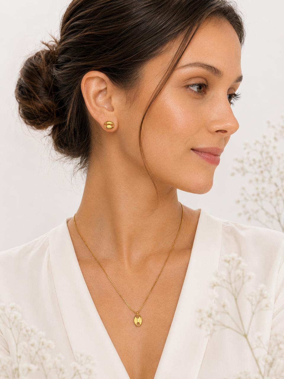 Set de Aretes y Collar Élise - Acero Inoxidable