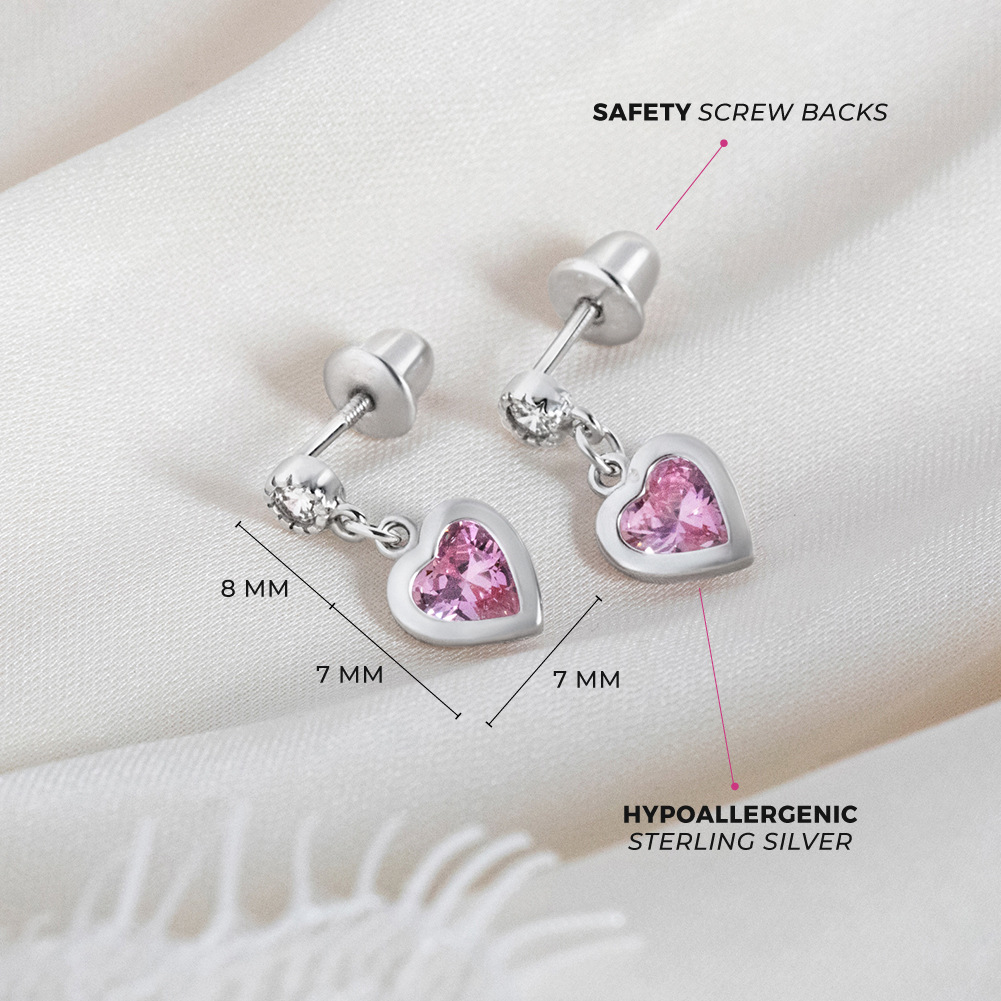 Arete Corazón Rosa - Plata 925