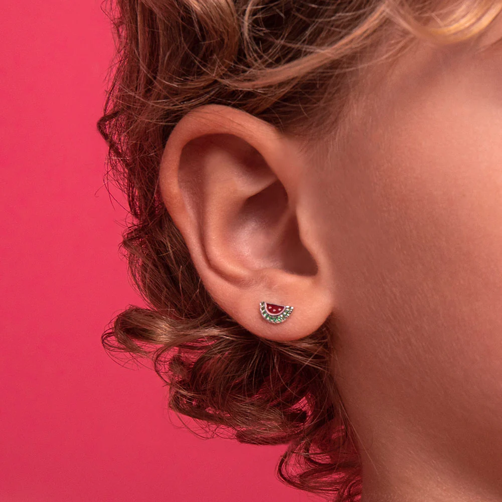 Aretes Sandía – Plata 925