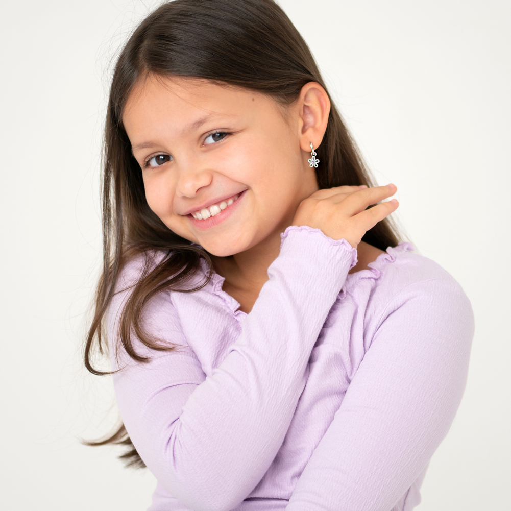 Huggies de Flor - Plata 925