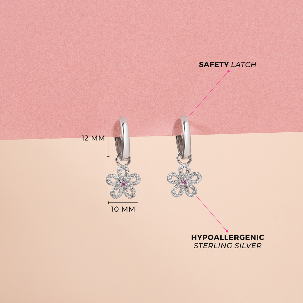 Huggies de Flor - Plata 925