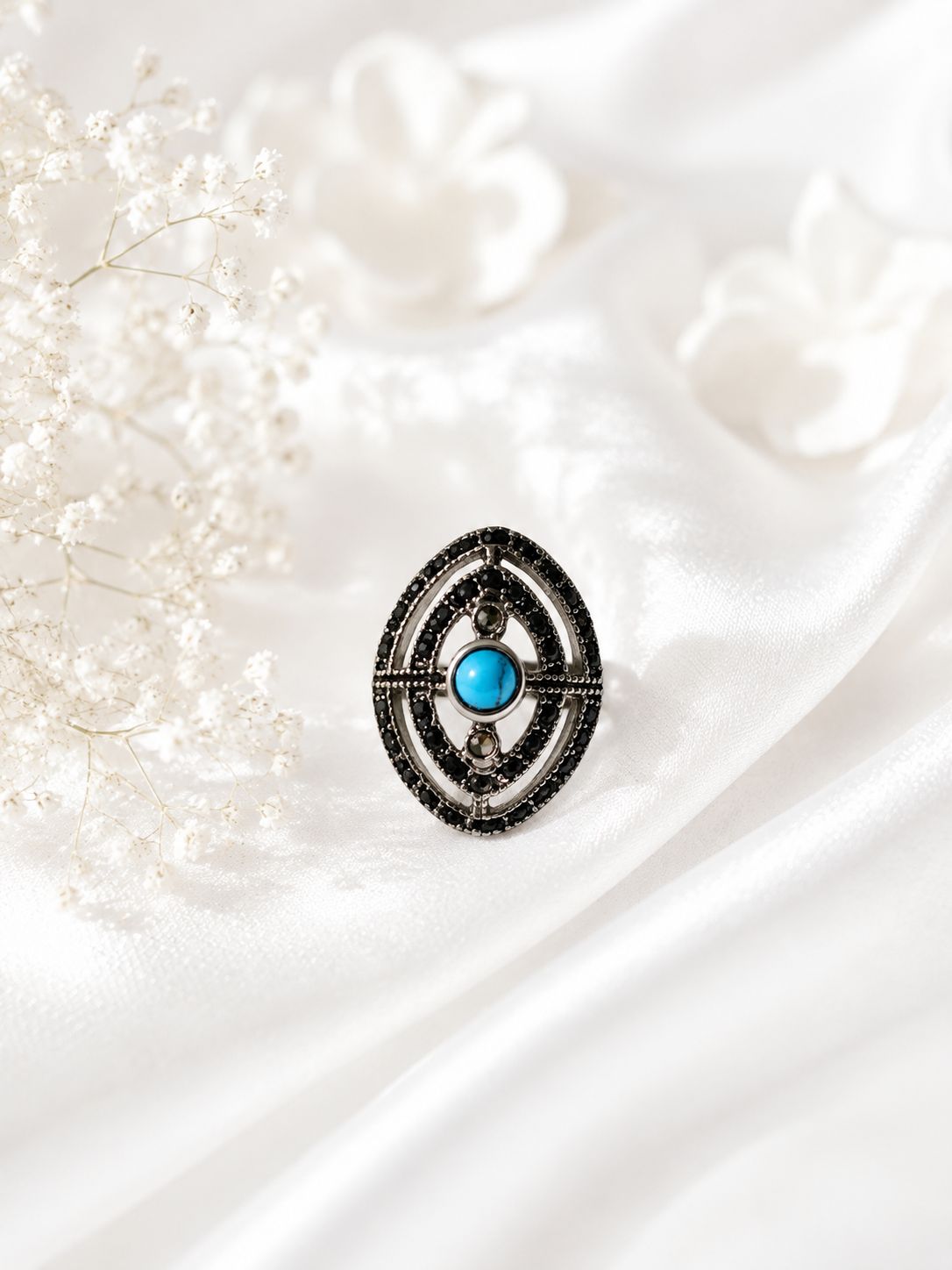 Anillo Marquesita Celeste - Acero Inoxidable