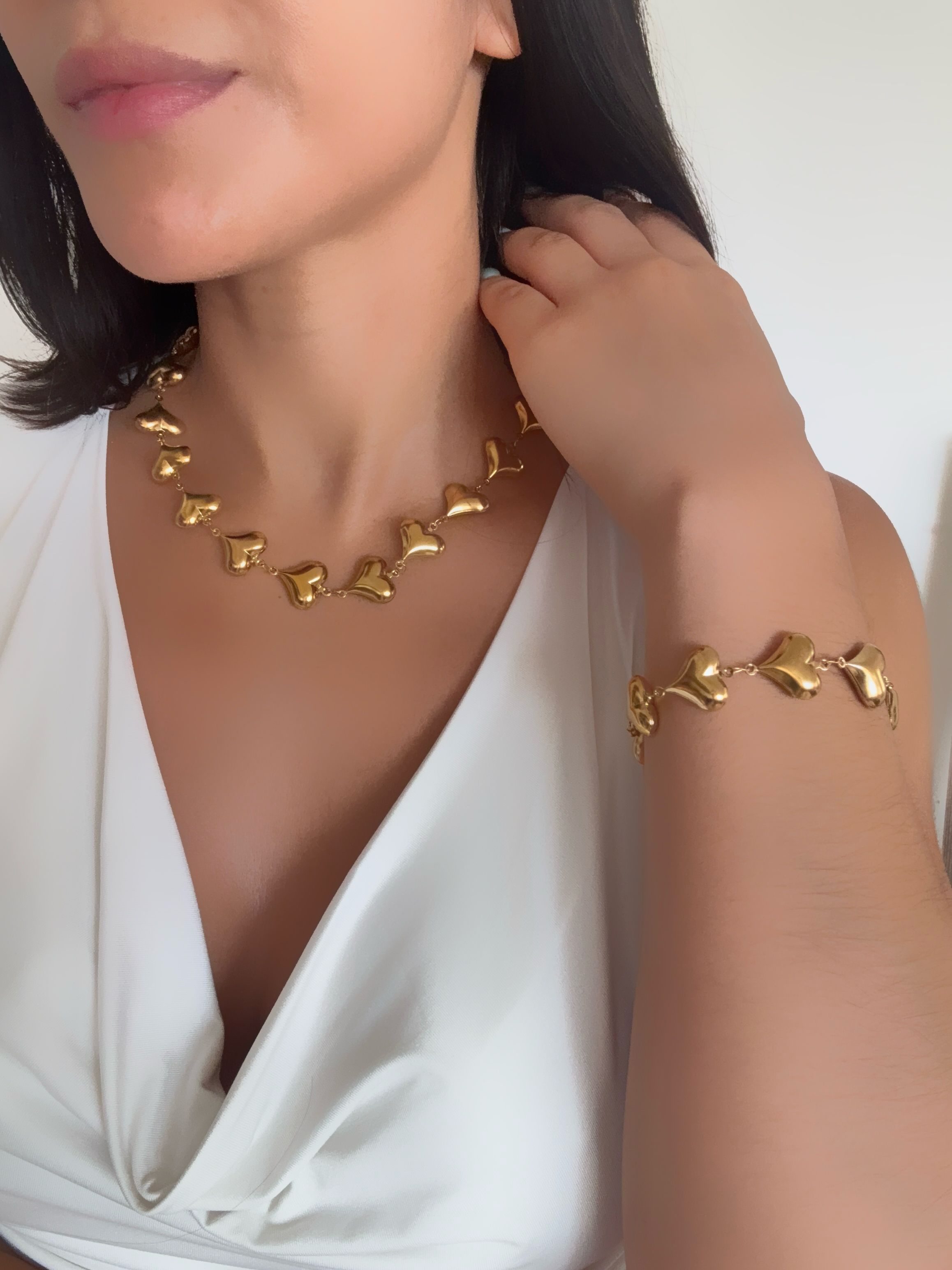 Dúo Corazón Dorado - Acero Inoxidable