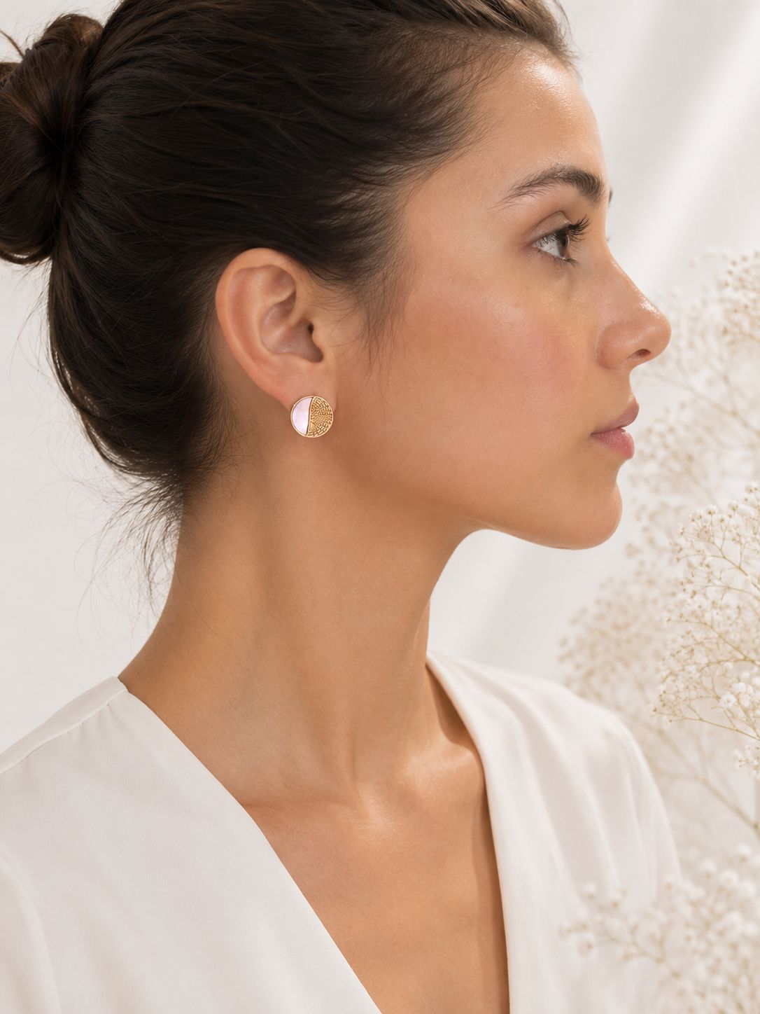 Aretes Nacar Corazon - Acero Inoxidable